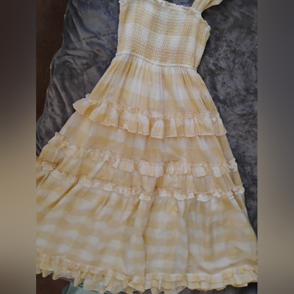 Storia Yellow, Pink and White Tiered Maxi Dress - Picture 2 of 4